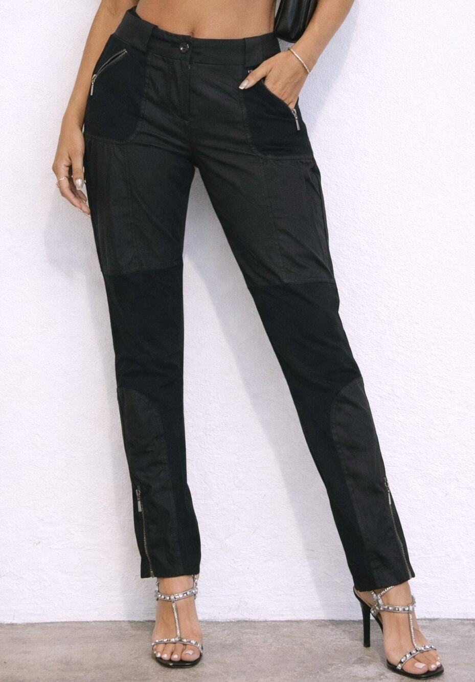 Y2K BEBE Low Rise Moto Pants Size 2 Black Cyber Baddie Utility Biker Grunge